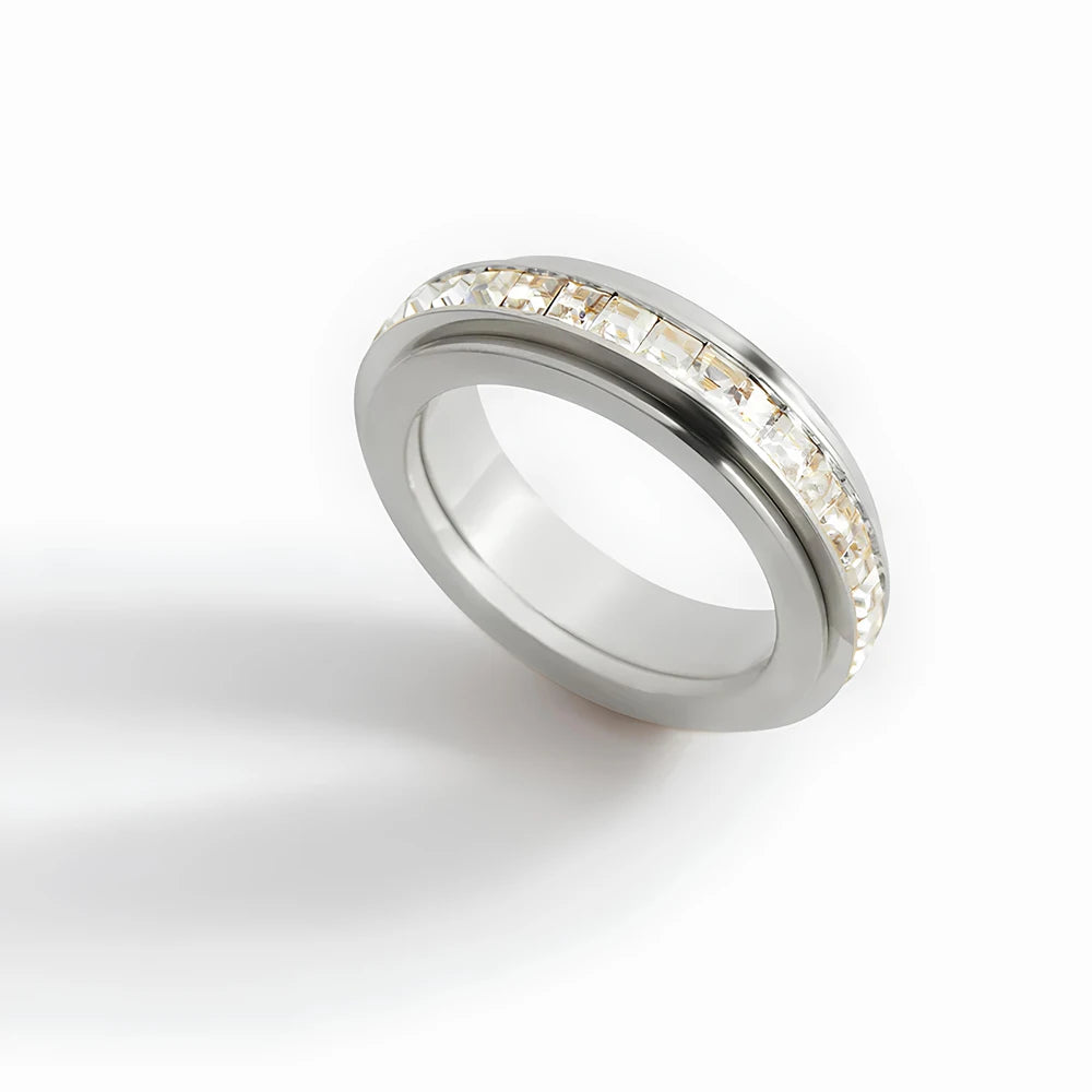 Men’s Stainless Steel Zirconia Spinner Ring - Jeglowstore