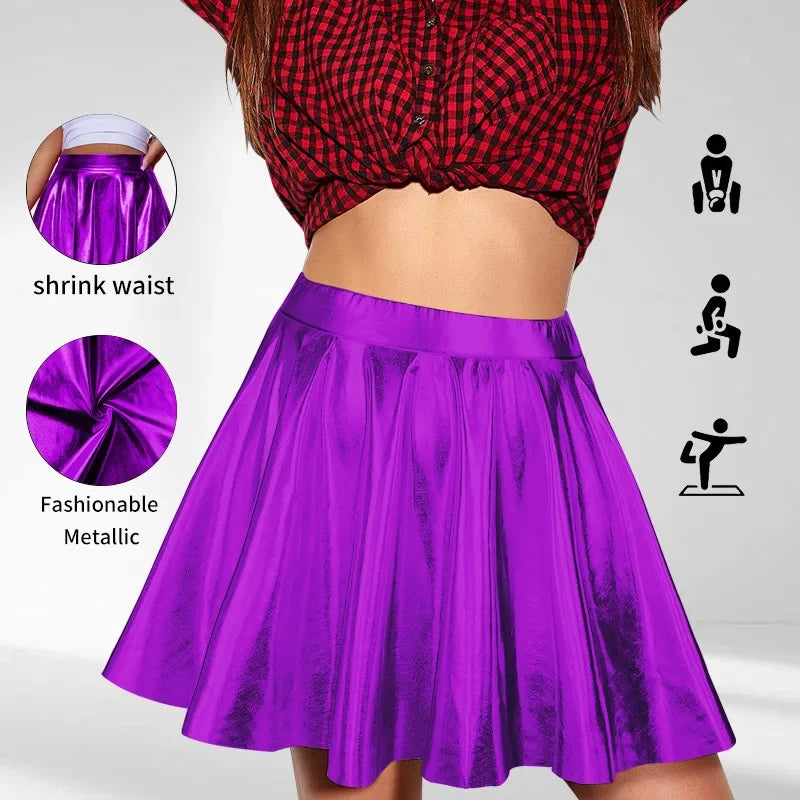 Faux Leather High Waist Yoga Skirt