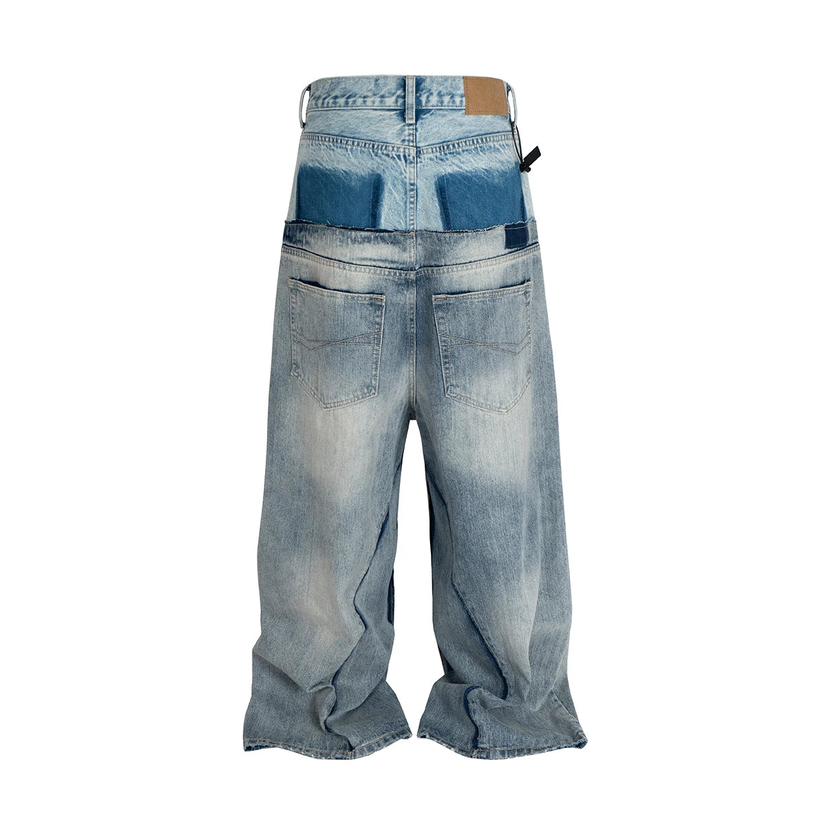 Double Waist Patchwork Baggy Jeans - Jeglowstore