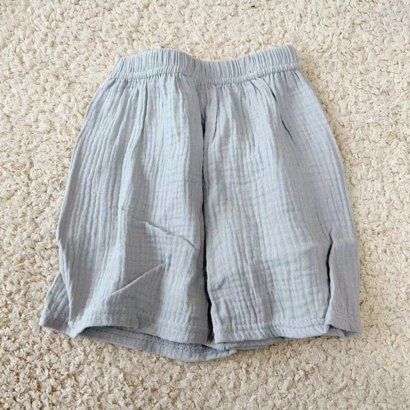 0-5Y Boys Girls Clothing Sets Summer Solid Cotton Linen T-shirts+Elasctic Shorts Kids Clothes Casual Clothing Sets for Children