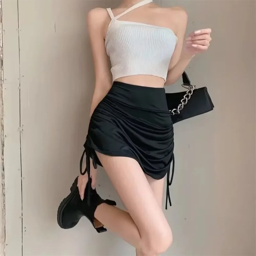High Waist Drawstring Mini Skirt - Jeglowstore