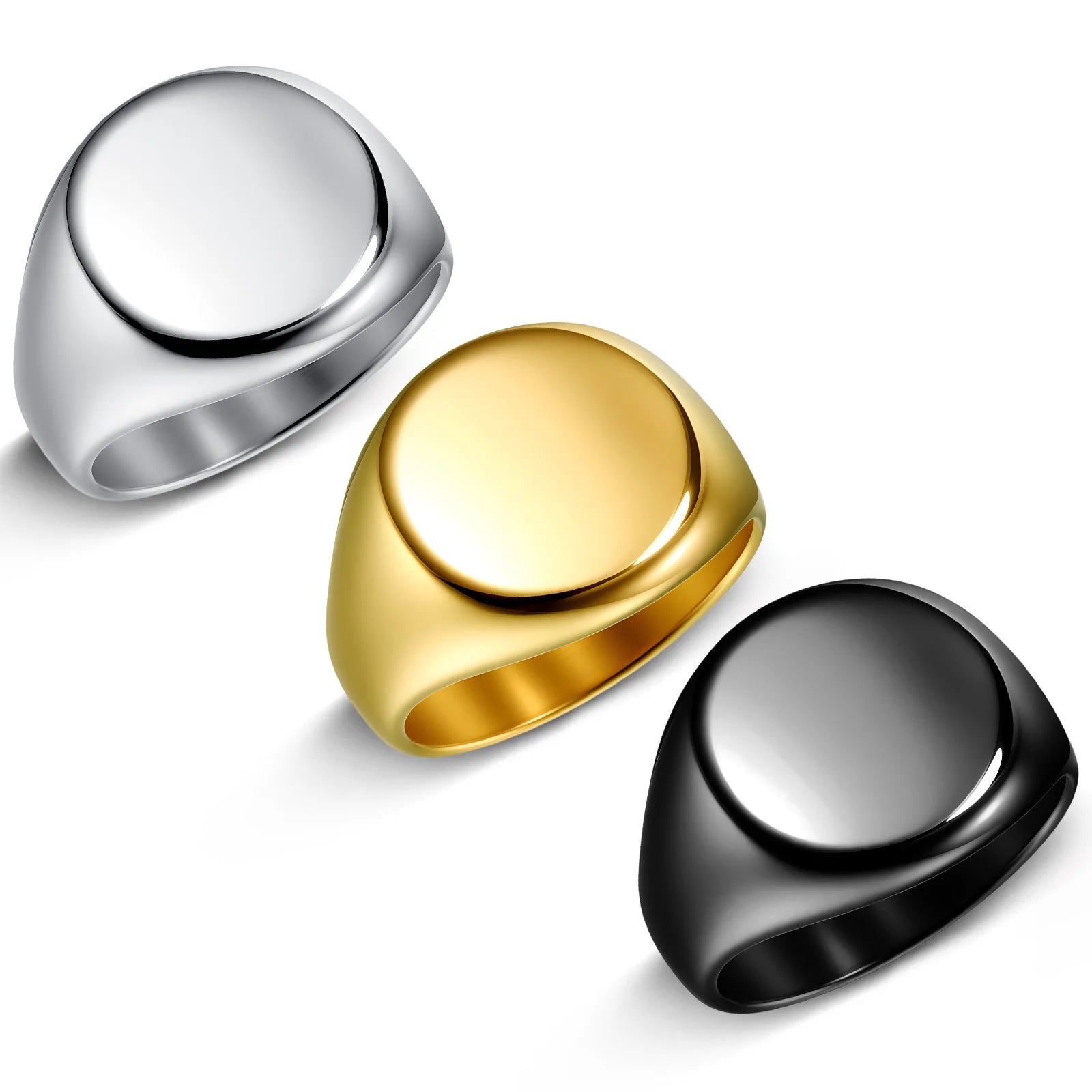 Men’s Stainless Steel Round Signet Ring - Jeglowstore