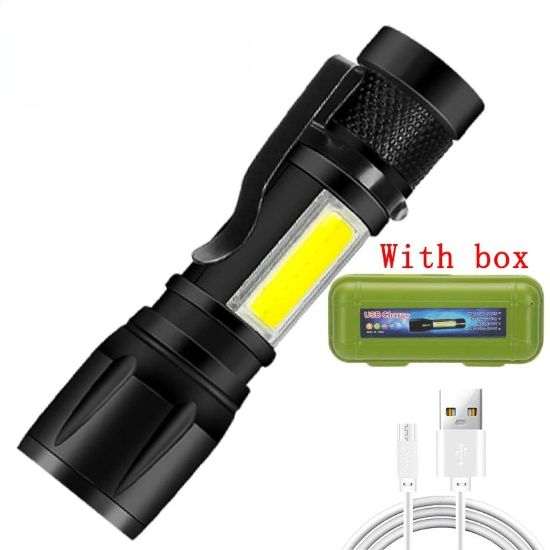 2000LM Ultra Bright P50 LED Flashlight Tactical EDC Emergency Spotlight Telescopic ZoomHandheld Torch w/ 14500/18650 Battery