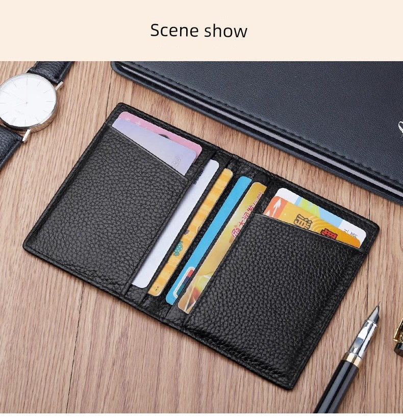 Ultra-Thin Genuine Leather Card Holder Men Driver's License Wallet Small and Simple Multi-Card Card Clip