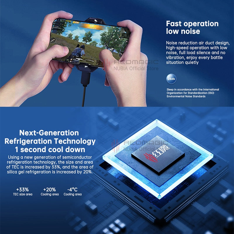 Original Nubia RedMagic Turbo Cooler RedMagic 8 Pro 7S Pro GamingPhone FanCooler Support APP Control ICE Dock Suitable 70-82mm - Jeglowstore