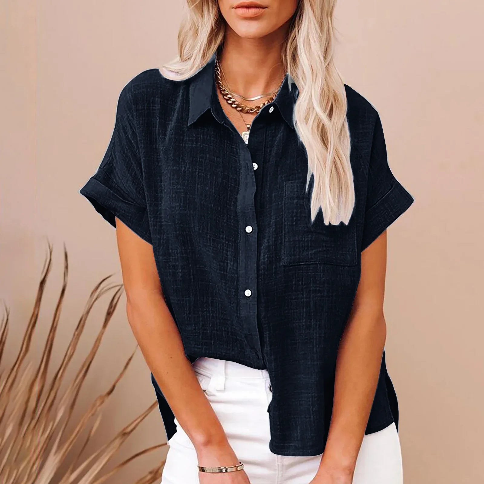 Women’s Short Sleeve Linen Top