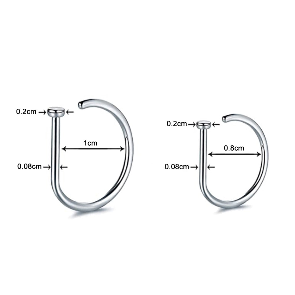 1PC G23 Titanium Nose Rings D Shape Nose Hoop Stud Ear Cartilage Piercing Nose Nostril Piercing Nariz Body Jewelry Piercings