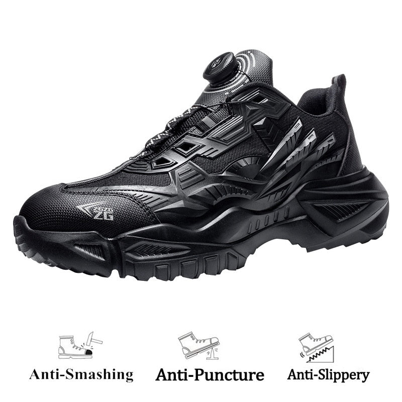 Waliantile Luxury Men Safety Shoes Lightweight Puncture Proof Work Boots Lace Free Steel Toe Indestructible Sneakers Shoes Male