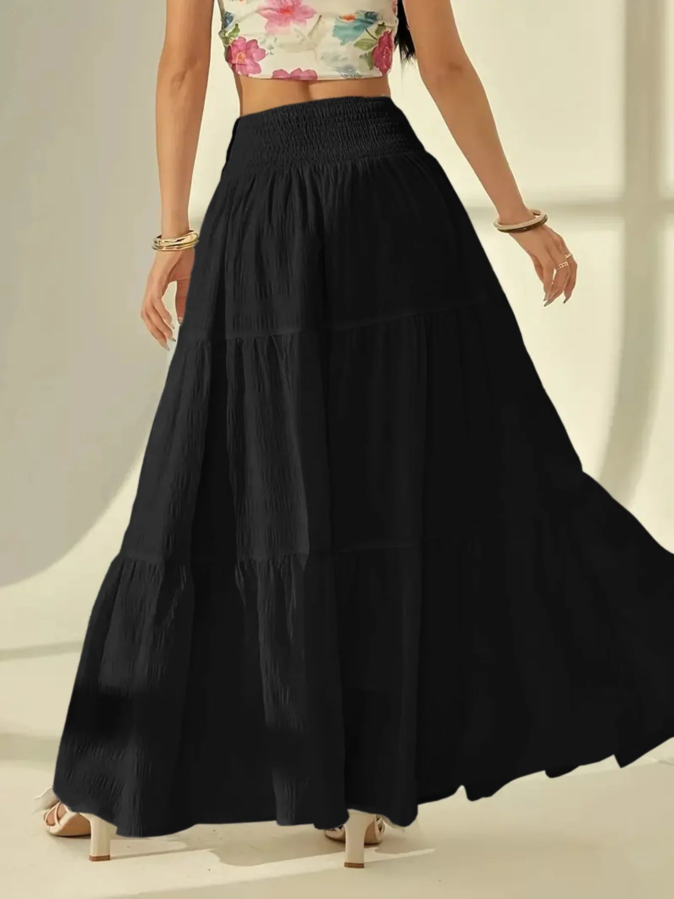 Tiered A-Line Maxi Skirt - Jeglowstore