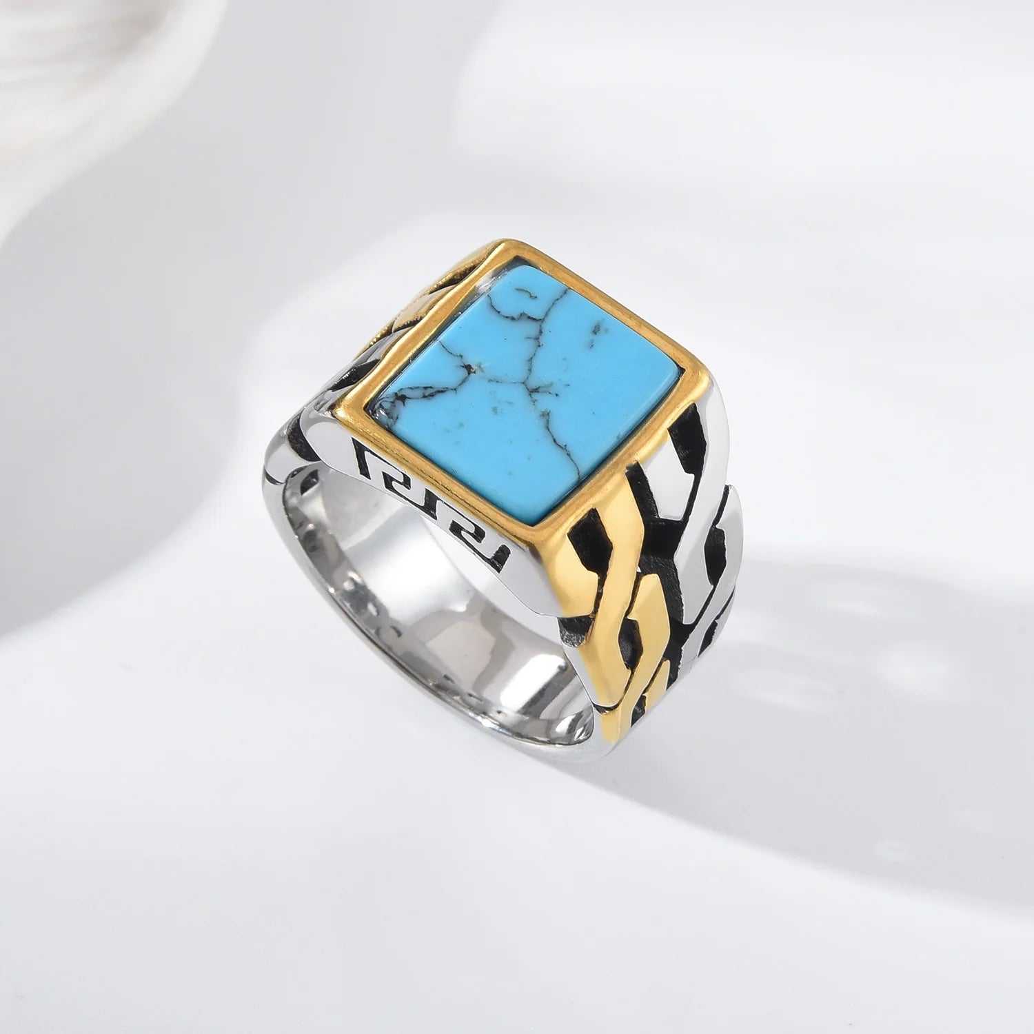 A3506 Gold plating Men's High Quality 316LStainless Steel Onyx Watchband Rings Classic Fashion Trend Jewelry Product - Jeglowstore