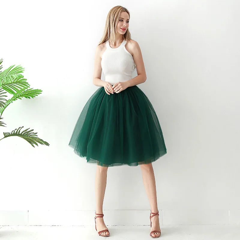 High Waist Tulle Midi Skirt