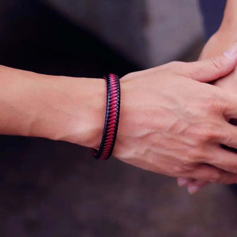 Black Braided Leather Men’s Bracelet - Jeglowstore