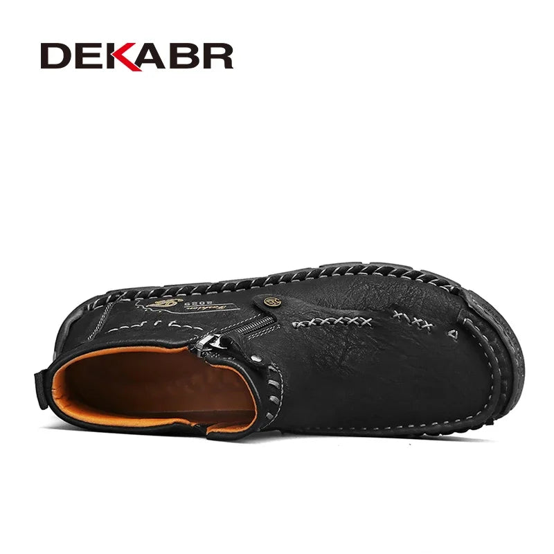 Men’s Fur-Lined Leather Ankle Boots - Jeglowstore