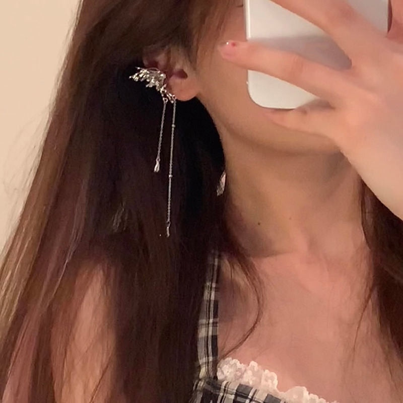 Exquisite Fairy Butterfly Tassel Ear Clips Angel Ear Bone Clip Earring Elf Female No Ear Hole Ear Cuff Fashion Hanging Earring