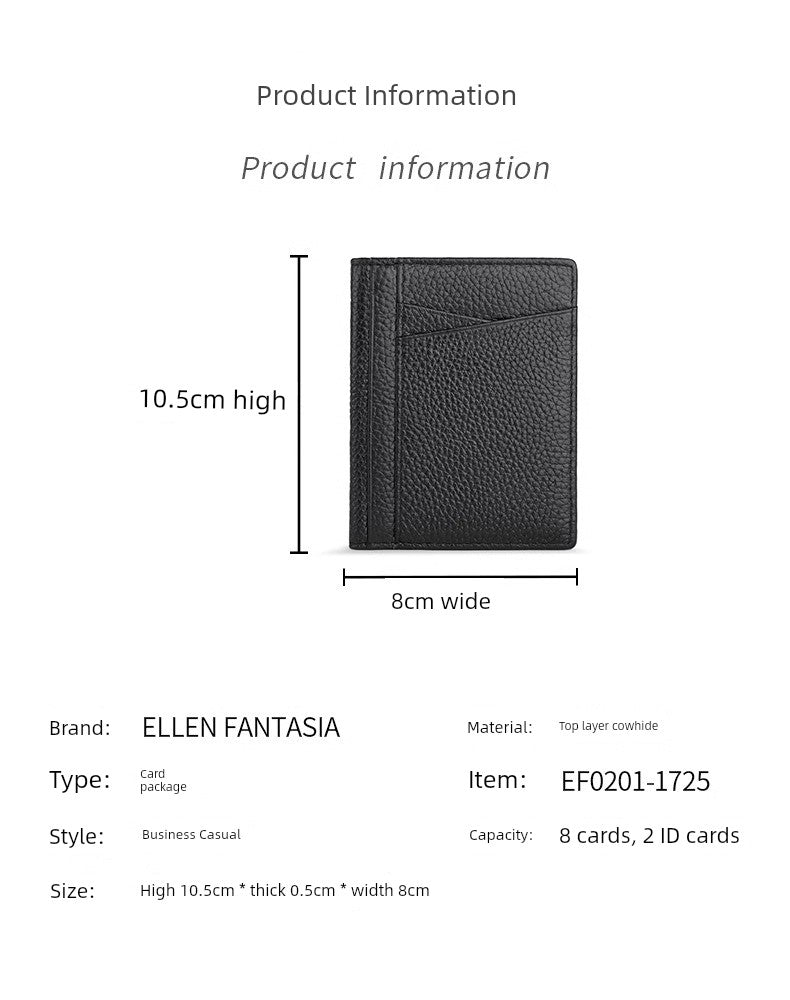 Ultra-Thin Genuine Leather Card Holder Men Driver's License Wallet Small and Simple Multi-Card Card Clip