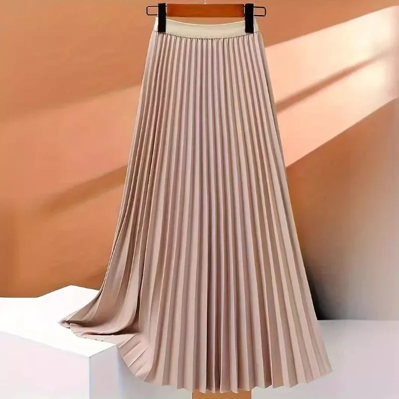 Women’s Vintage Pleated Long Skirt Casual Elegant