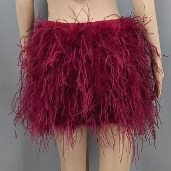 Ostrich Feather Mini Skirt - Jeglowstore