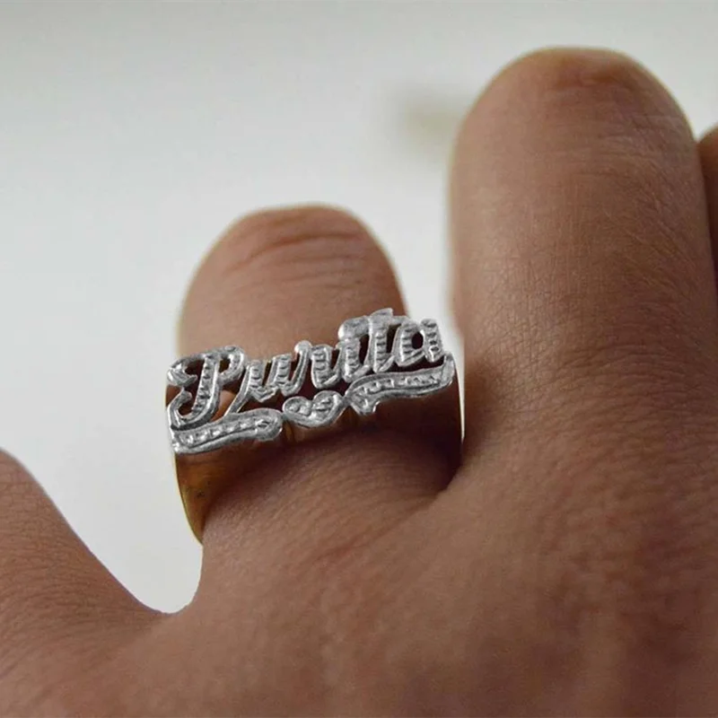 Personalized 18K Gold-Plated Name Ring - Jeglowstore