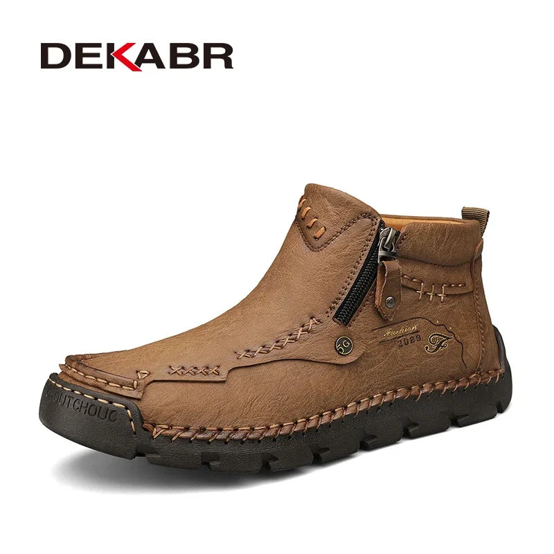 Men’s Fur-Lined Leather Ankle Boots - Jeglowstore