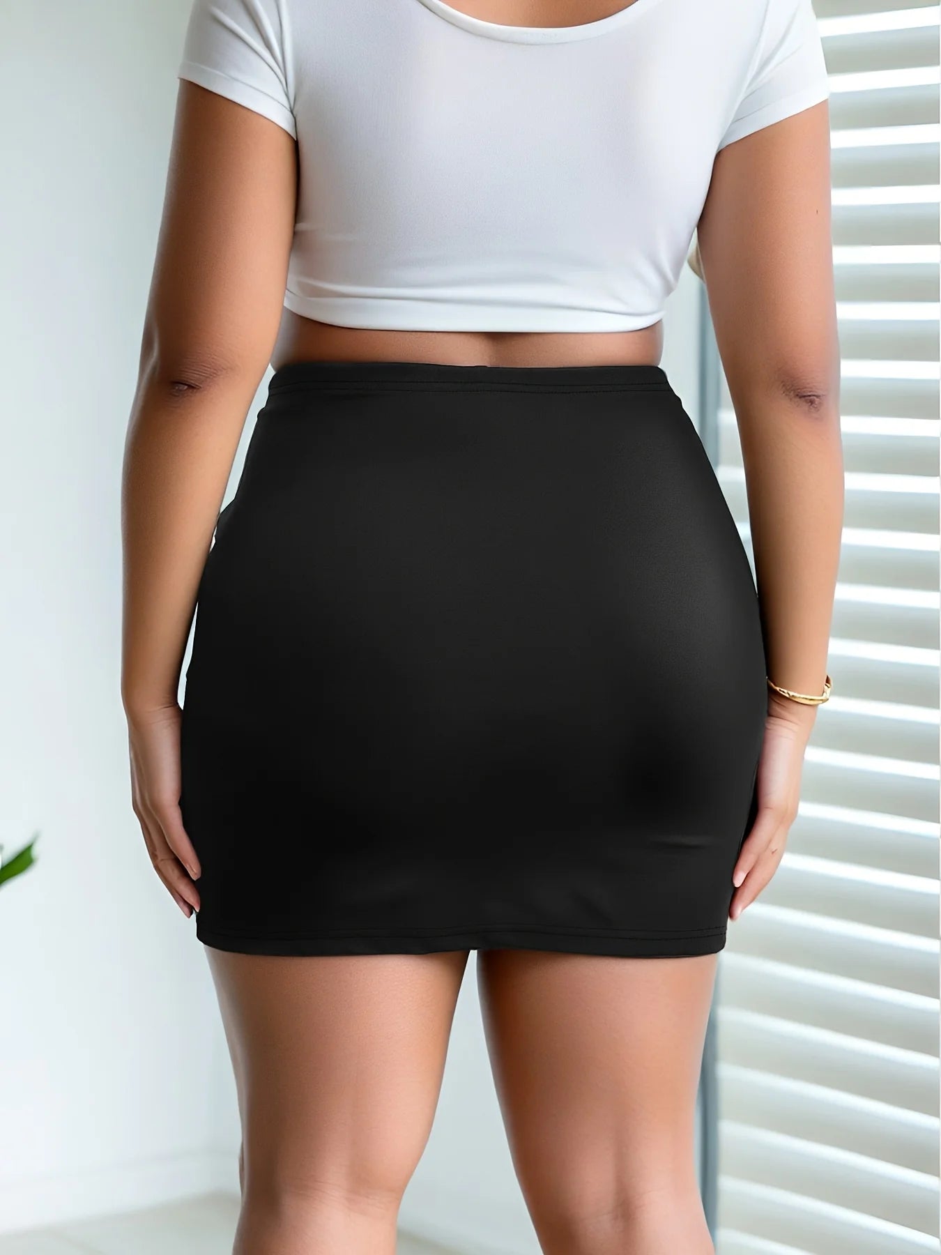 Plus Size Solid Bodycon Pencil Mini Skirt - Jeglowstore