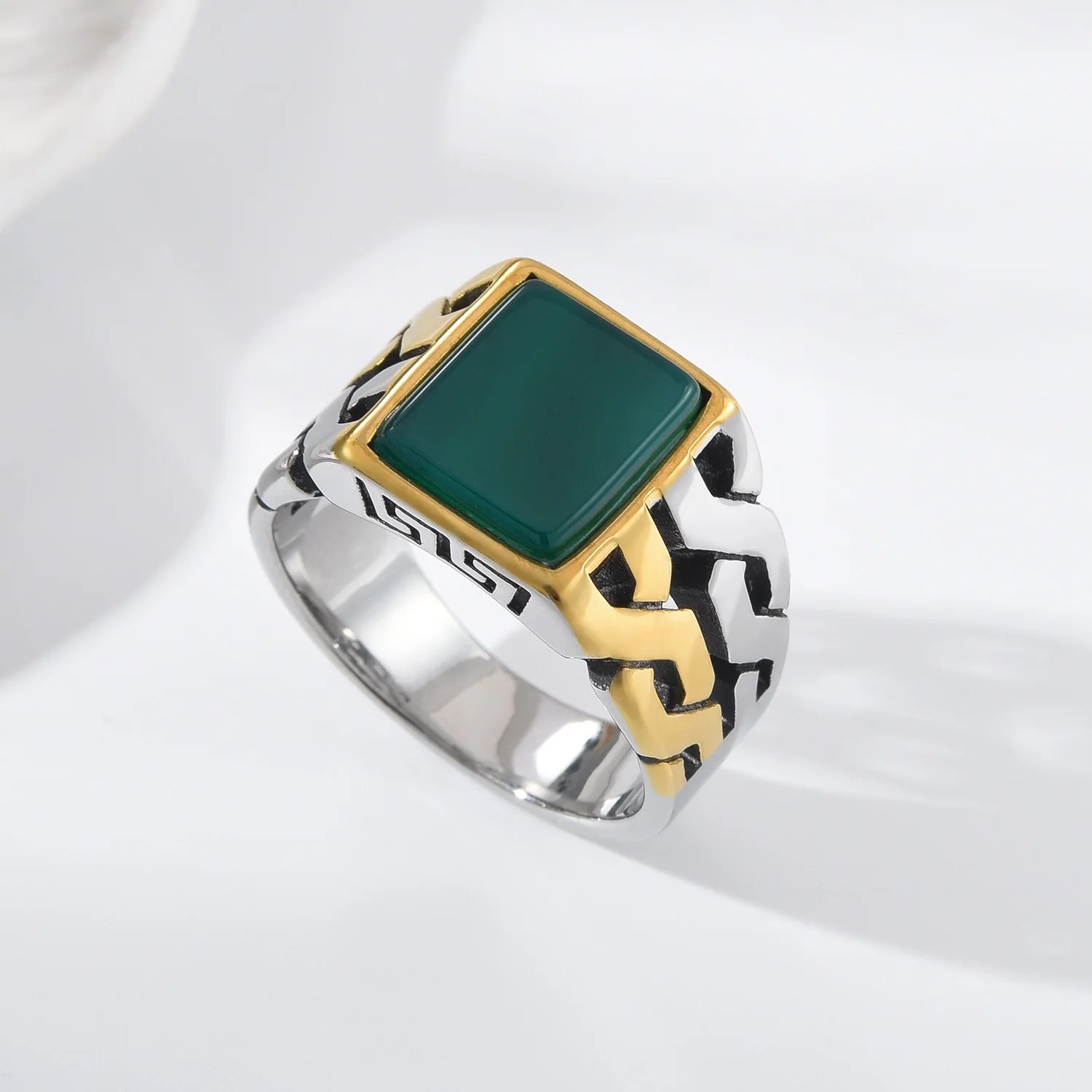 A3506 Gold plating Men's High Quality 316LStainless Steel Onyx Watchband Rings Classic Fashion Trend Jewelry Product - Jeglowstore