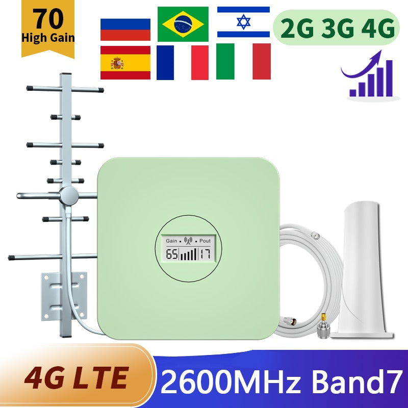 3G 4G LTE Cellular Amplifier Mobile network 4G Signal Booster 850 1800 2100 2600 MHZ Repeater GSM Cell Phone signal Repeater Kit