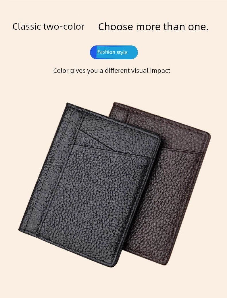 Ultra-Thin Genuine Leather Card Holder Men Driver's License Wallet Small and Simple Multi-Card Card Clip