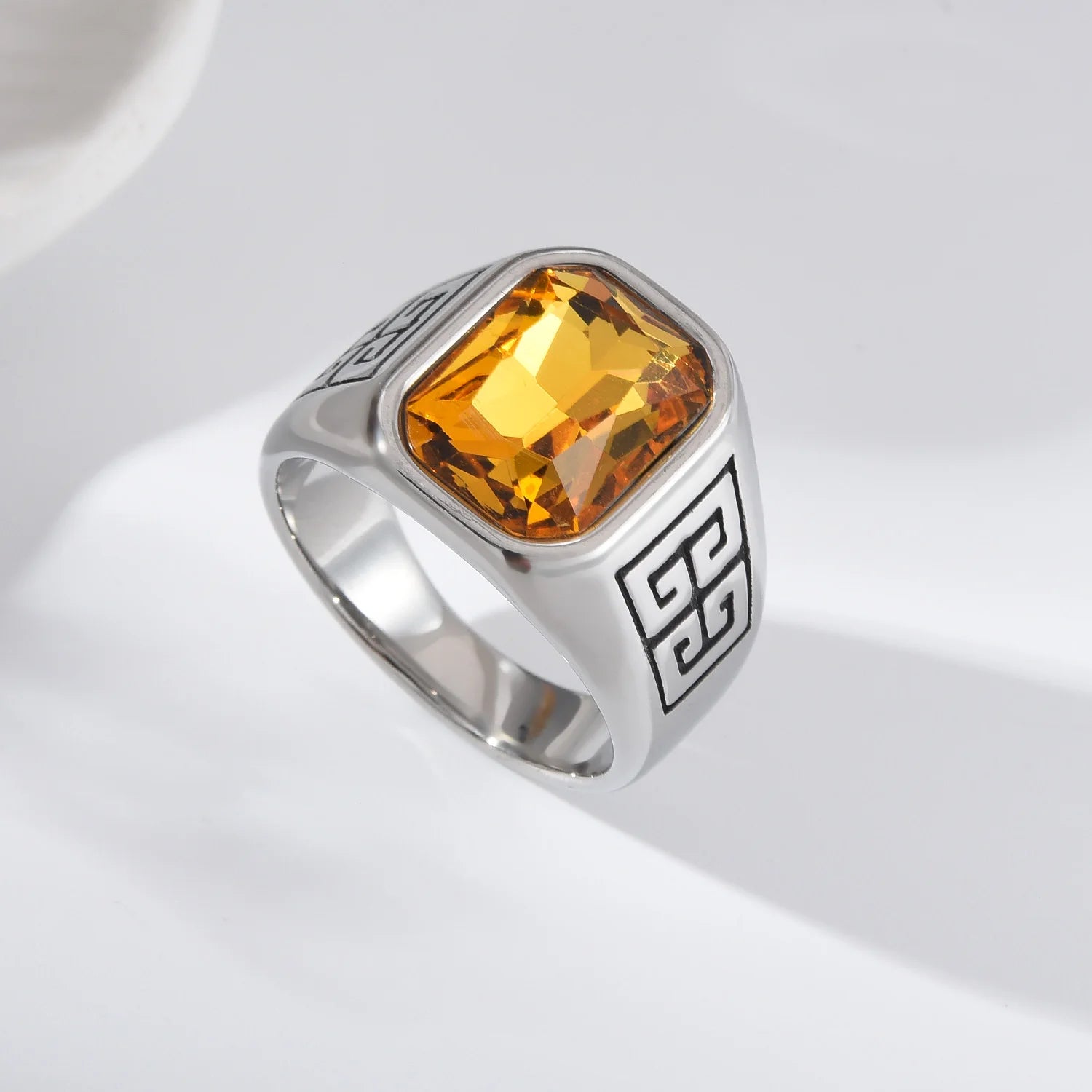 A3485 Men's High Quality 316LStainless Steel Onyx Watchband Rings Classic Fashion Trend Jewelry Product - Jeglowstore