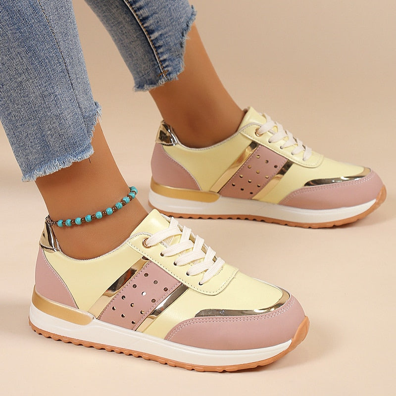 Sneakers Women Platform Shoes Leather Patchwork woman Casual shoes Sport Shoes Ladies Outdoor Running Vulcanized Shoes