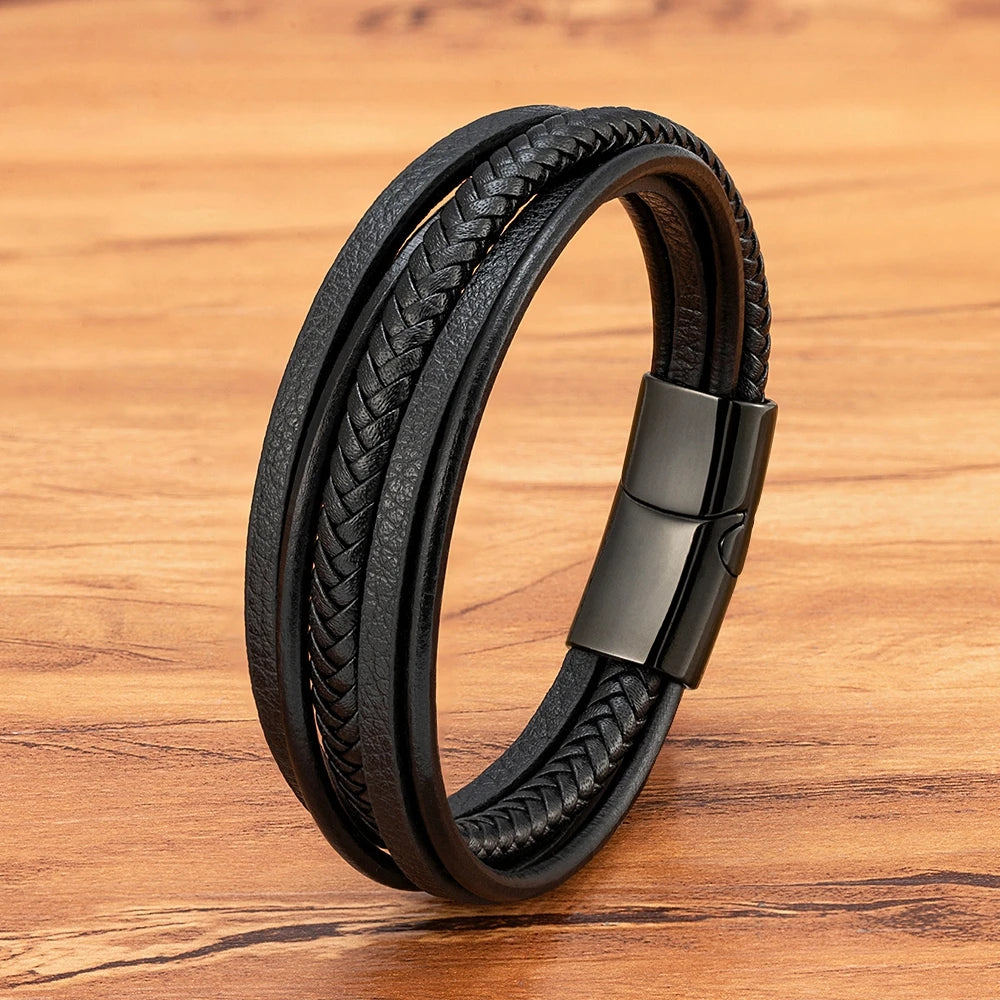 Men’s Multilayer Woven Leather Bracelet