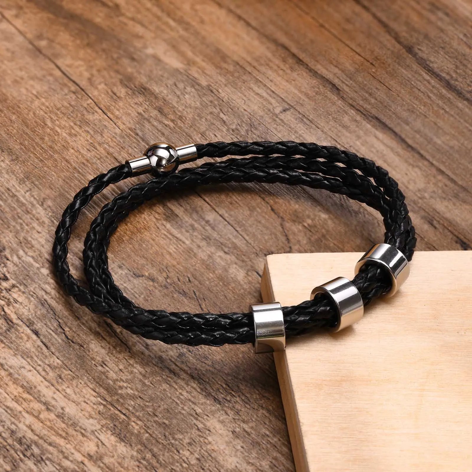 Custom Name Braided Leather Men’s Bracelet - Jeglowstore