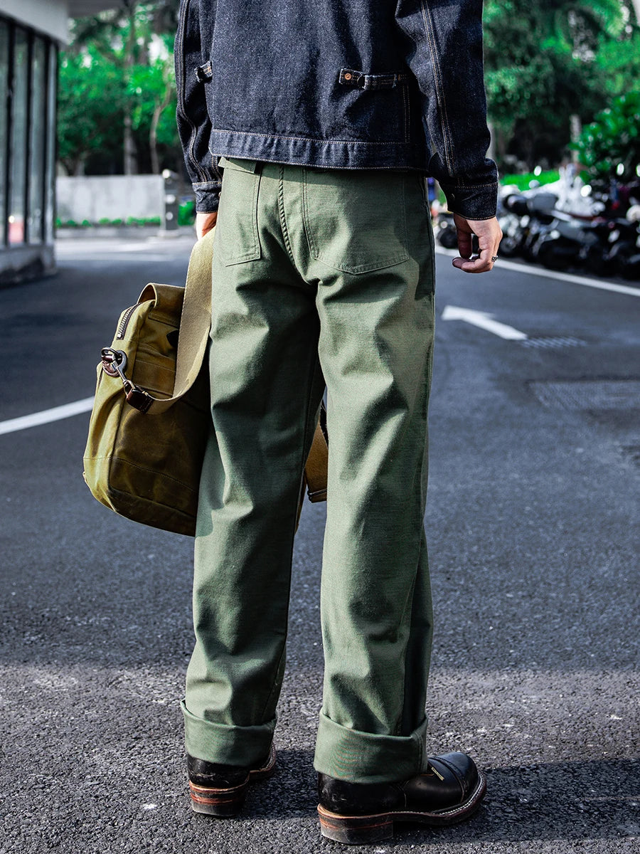 Vintage Olive Green Baker Trousers - Jeglowstore