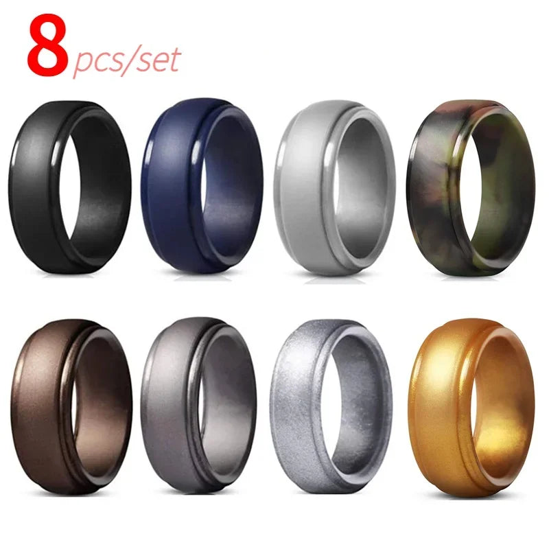 Men’s 8mm Silicone Wedding Ring Set (8pcs) - Jeglowstore