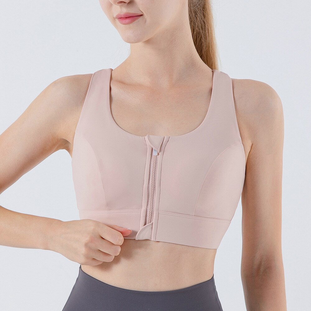 XlwsbcrWomen Yoga Bras Tights Crop Top Sports Vest Front Zipper Plus Shockproof Gym Fitness Athletic Brassiere