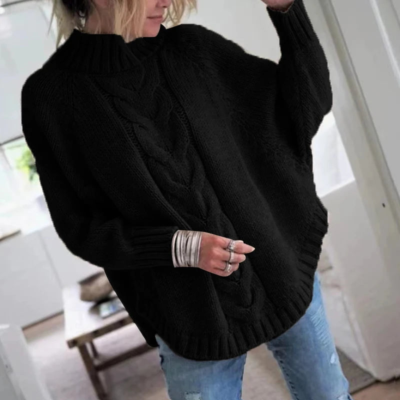 Women’s Loose Fit Cable Pullover - Jeglowstore