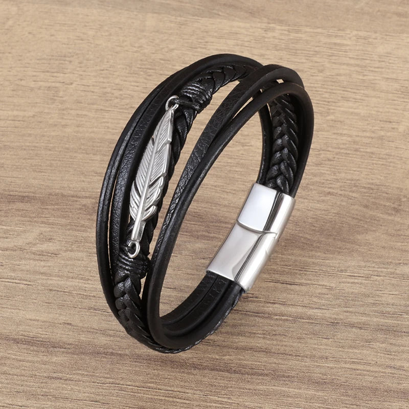 Business Style Leather Men’s Bracelet - Jeglowstore