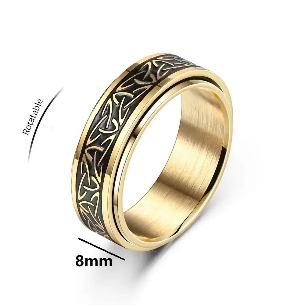 Viking Celtic Rune Rotating Stainless Steel Ring - Jeglowstore