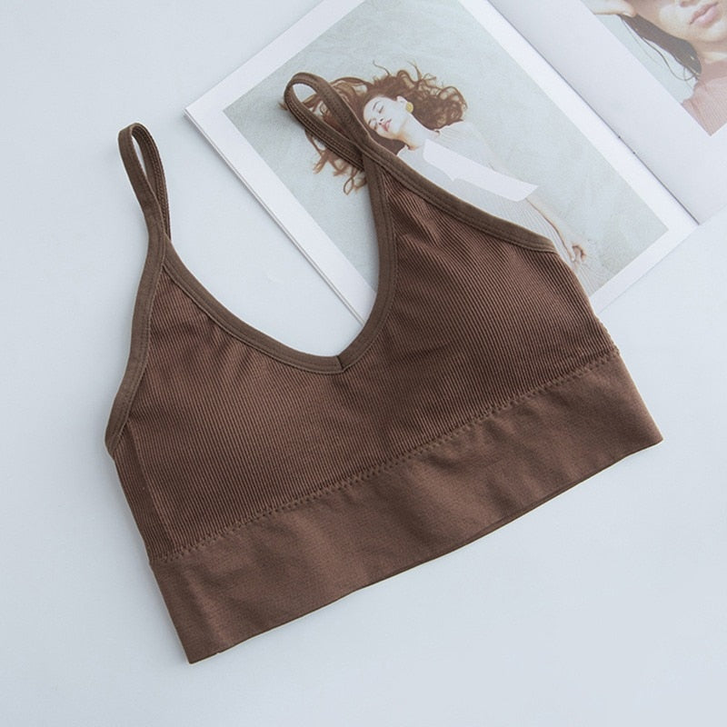 Women Sexy Crop Tops Sports Bra Female Tube Tops Sleeveless Camis Seamless Lingerie Tee Bra Bandeau Crop Top Tanks