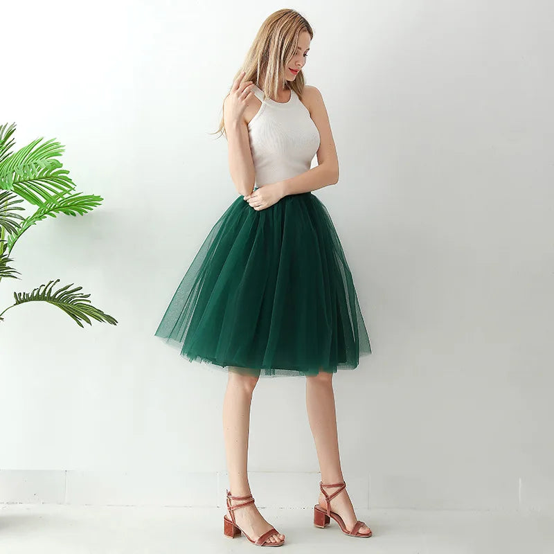 High Waist Tulle Midi Skirt