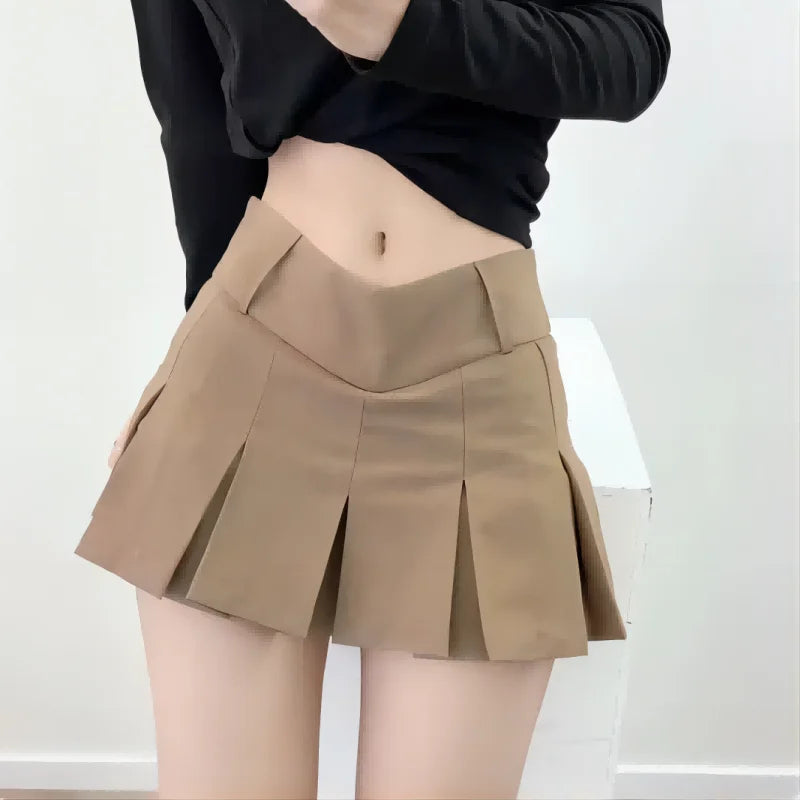 High Waist Pleated Mini Skirt