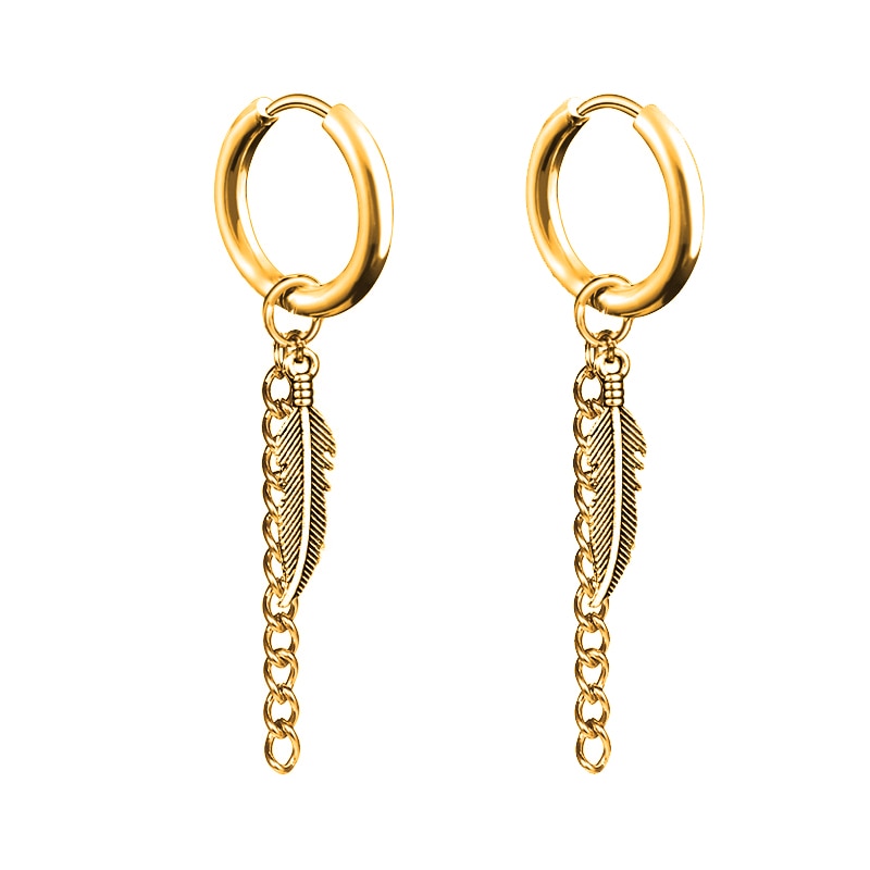 2pc korean Fashion Cross feather Stud Earrings Punk Rock Style For Women men High Quality Stainless steel Hiphop Ear Jewelry