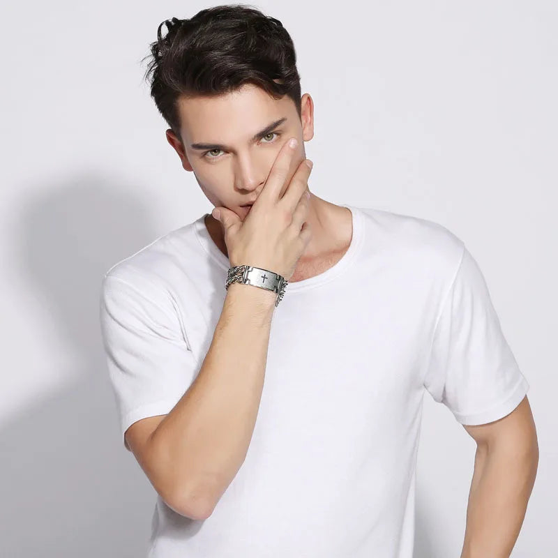 Punk Stainless Steel Cross Bracelet - Jeglowstore