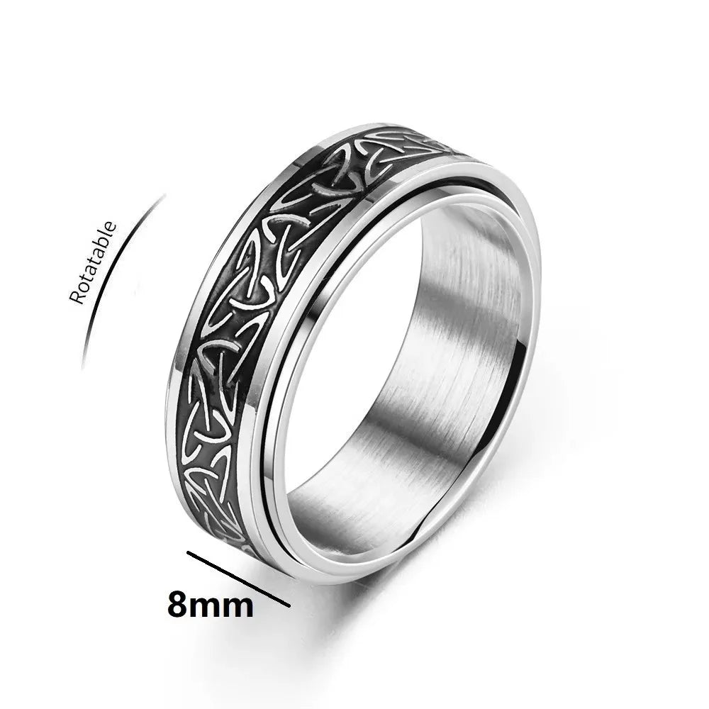 Viking Celtic Rune Rotating Stainless Steel Ring - Jeglowstore