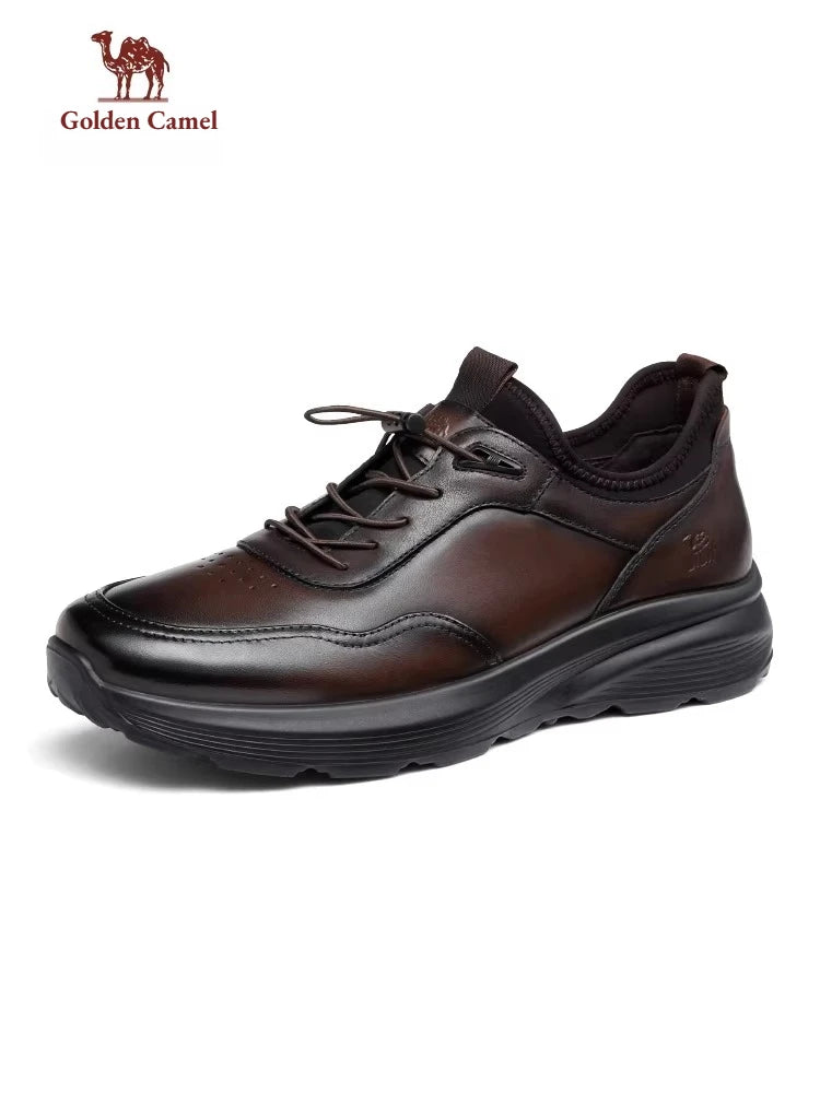 Golden Camel Men's Shoes Winter Velvet Warm Business Casual Sports Leather Shoes Soft Sole Shock Absorption Non-slip Sneakers - Jeglowstore