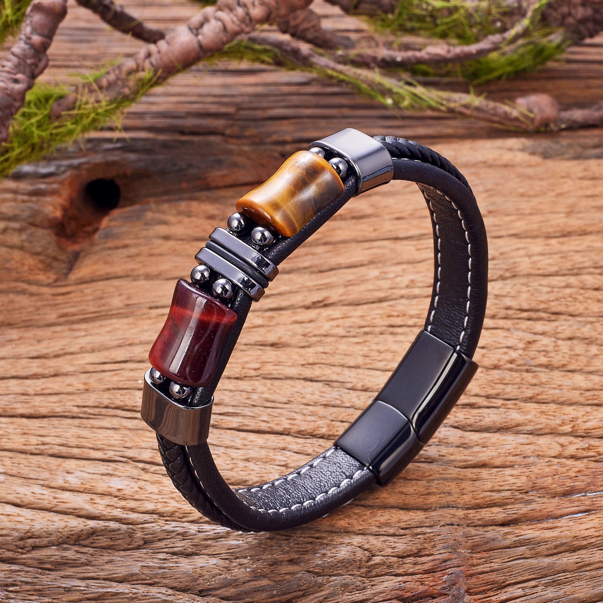 Geometric Tiger Eye Men’s Bracelet - Jeglowstore