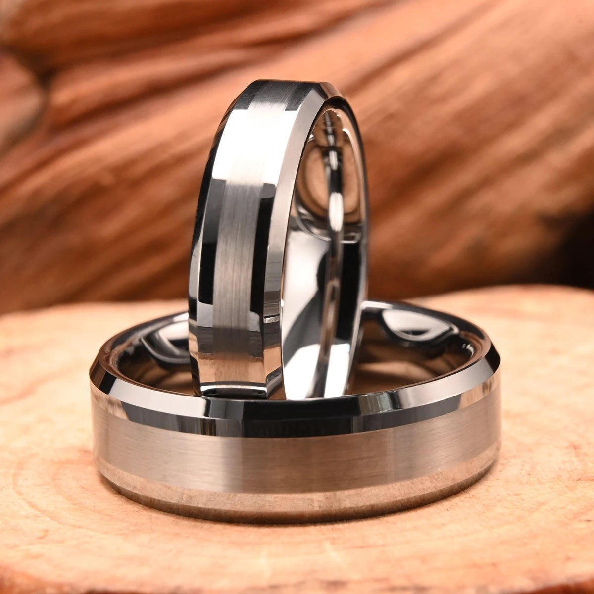 Silver Tungsten Couple Rings