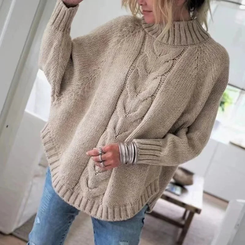 Women’s Loose Fit Cable Pullover - Jeglowstore