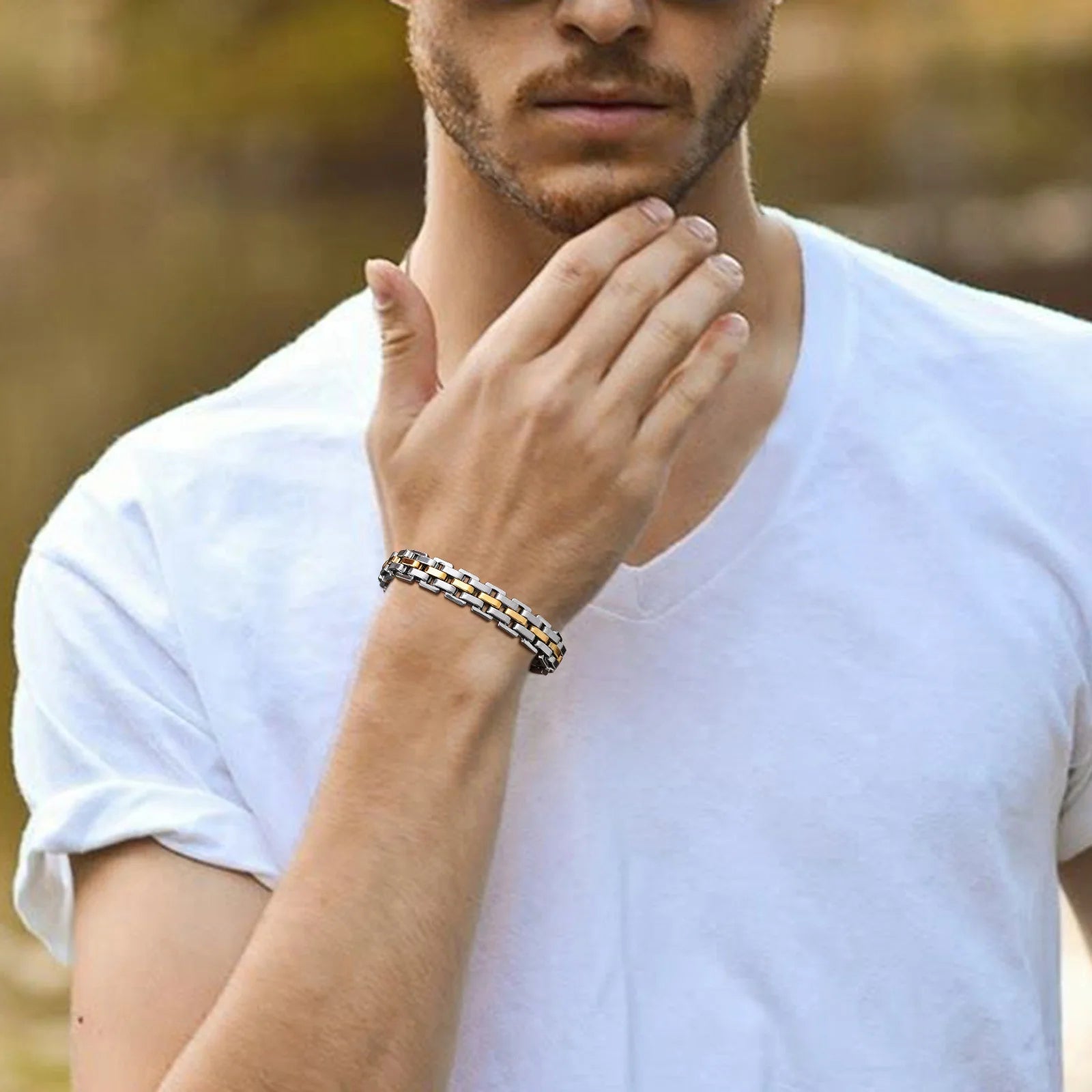 Gents Two-Tone Steel Bracelet - Jeglowstore