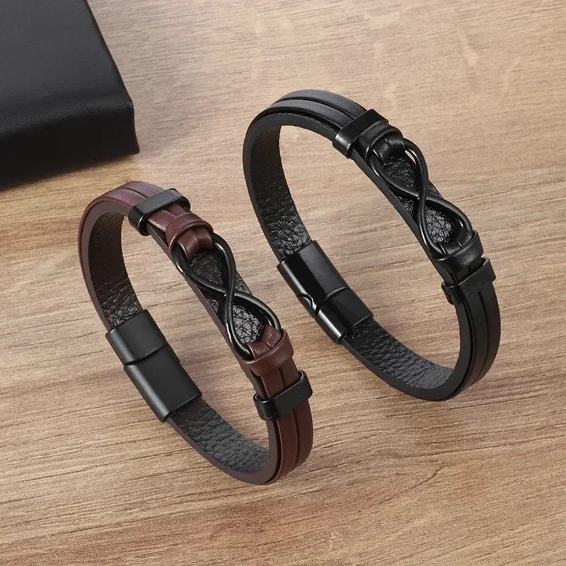 Men’s Handmade Leather Infinity Bracelet - Jeglowstore