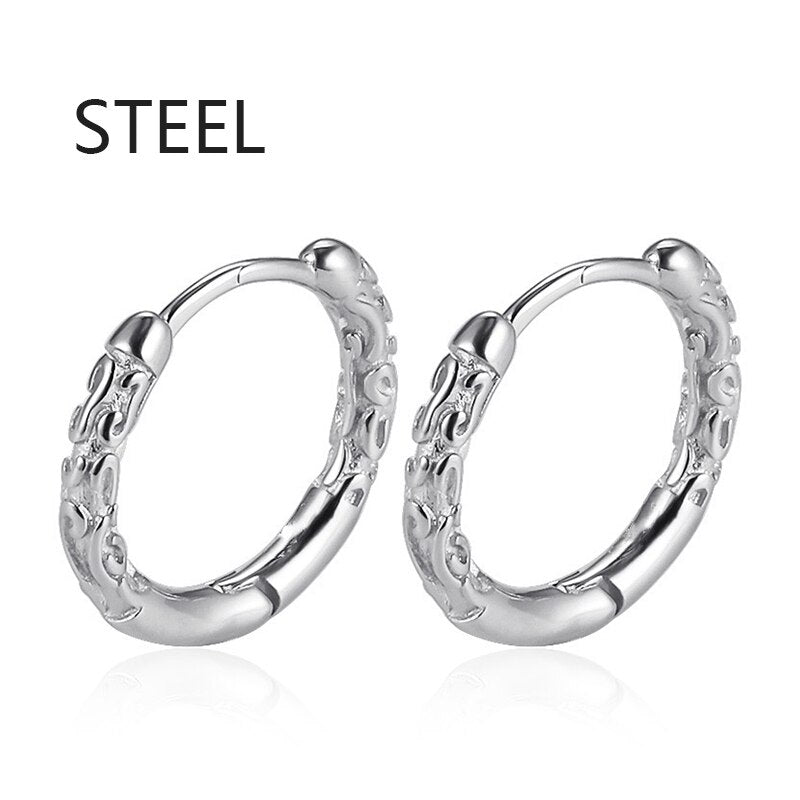 2pc korean Fashion Cross feather Stud Earrings Punk Rock Style For Women men High Quality Stainless steel Hiphop Ear Jewelry